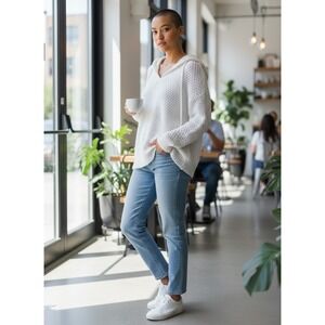 Gap Designed and Crafted White Crochet Knit Hooded Sweater Tunic